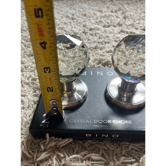 NWT BINO Crystal Door Knobs BRUSHED NICKEL One Set Round Crystal Balls - Picture 6 of 13